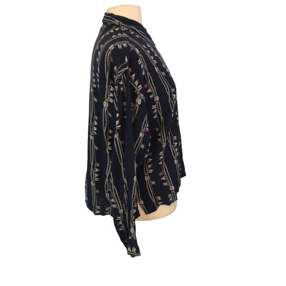 Espirit Sport Vintage 80s Navy Blue Nautical Print Button Front Shirt,‎ Top sz S - Picture 7 of 10